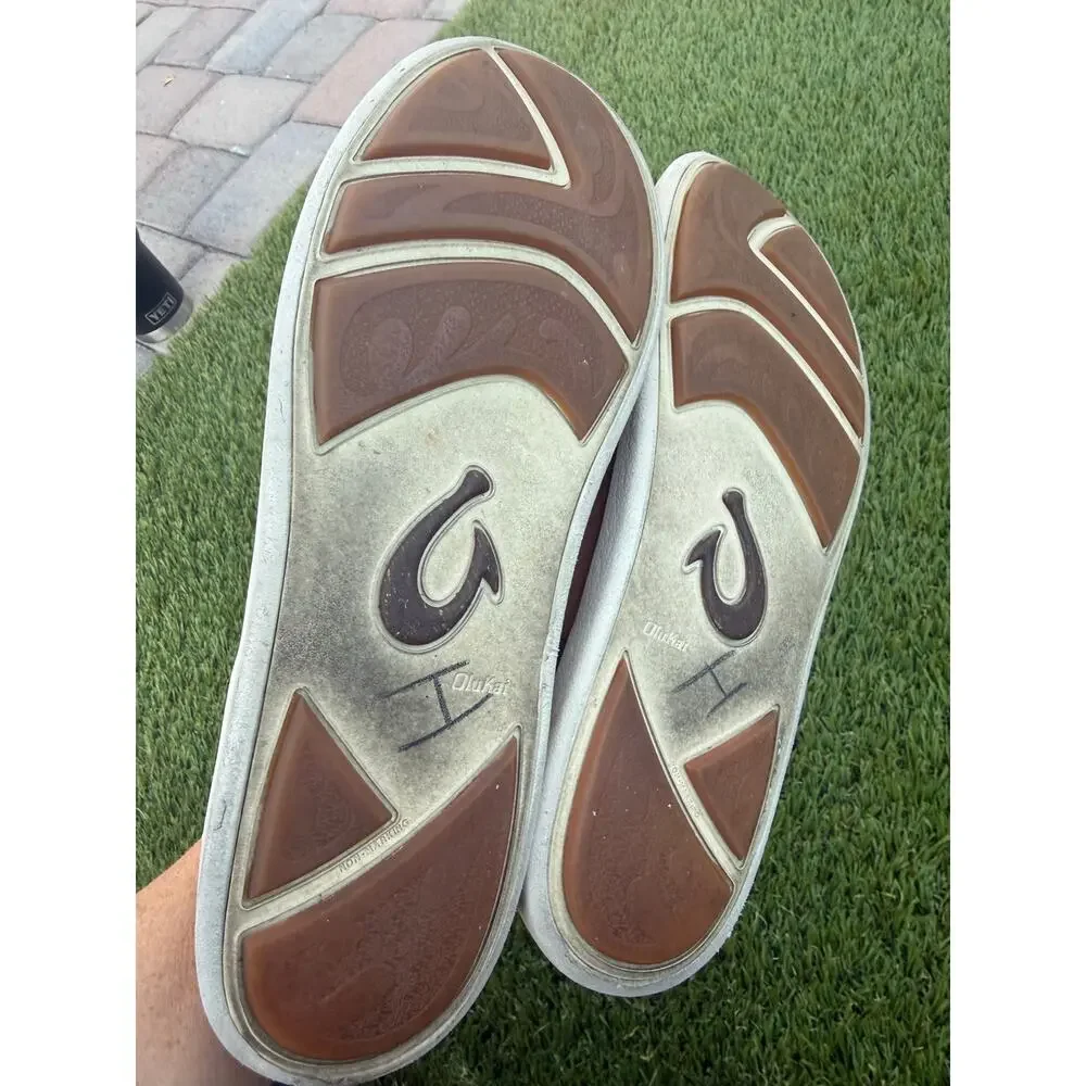OluKai Kakaha Men’s Leather Slip-On Shoes Brown Loafers US 10 Nalukai